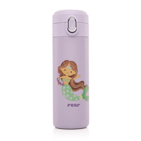 Biberón de acero inoxidable con pajita de silicona para niños, Morado, 350 ml, Reer