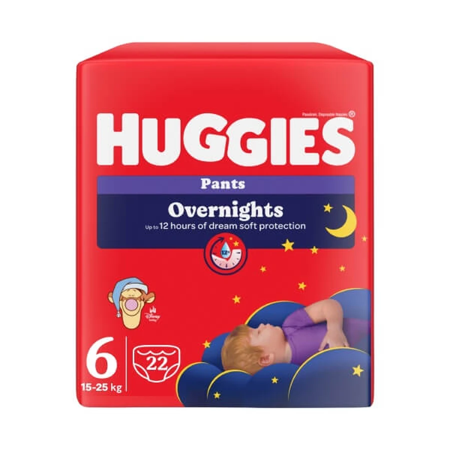 Chiloței de noapte Elite Soft Overnights Nr. 6, 15-25 kg, 22 bucăți, Huggies 