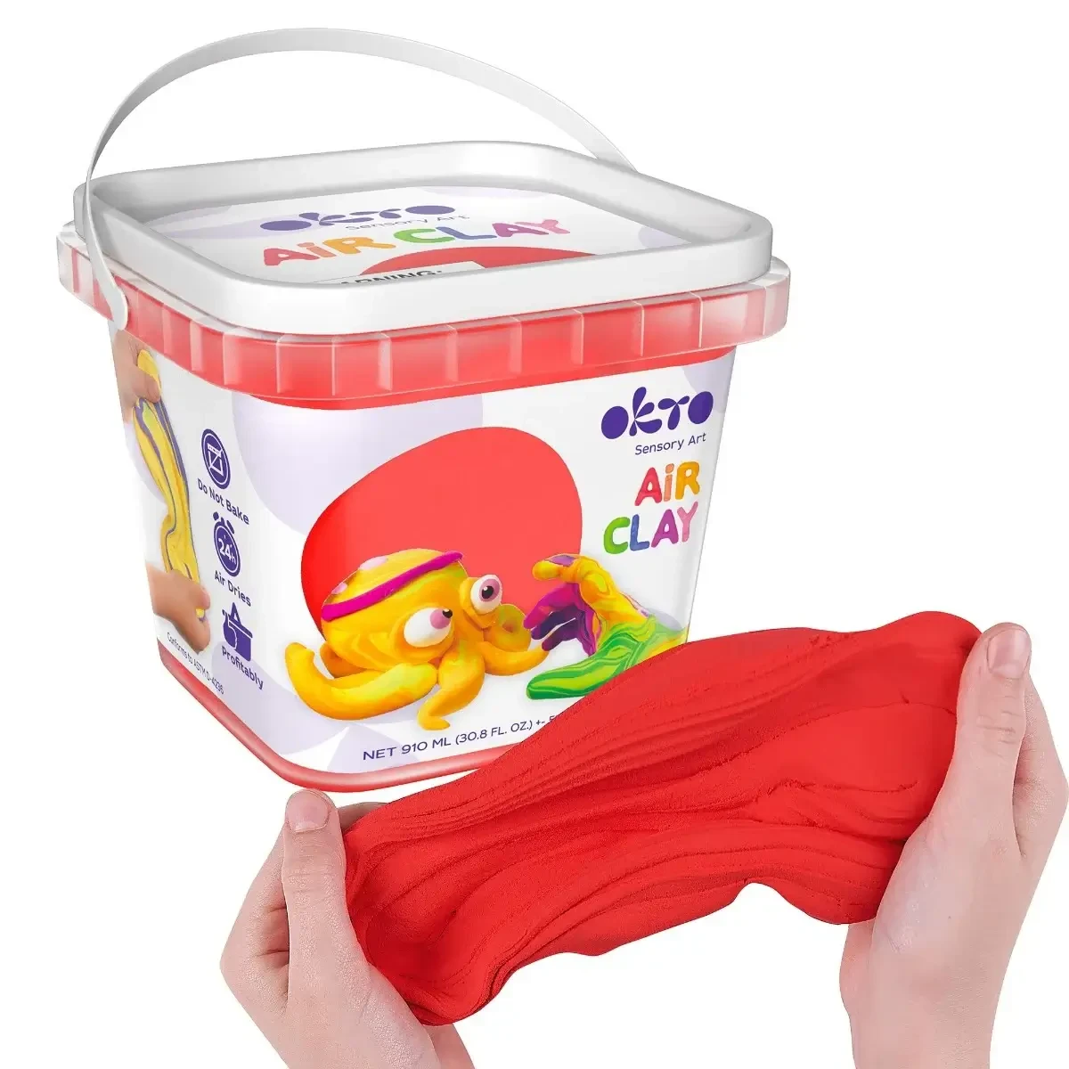 Creatie set Luchtklei, Rood, + 3 jaar, 200 g, OktoClay