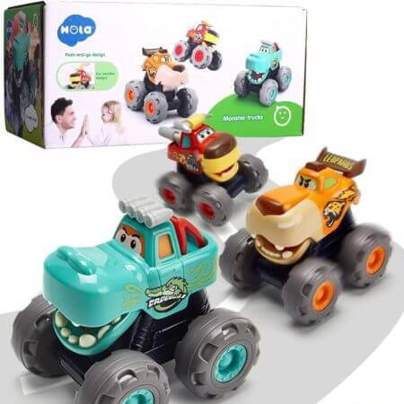 Set de 3 coches Bebe Monster Truck, 18 meses+, Hola