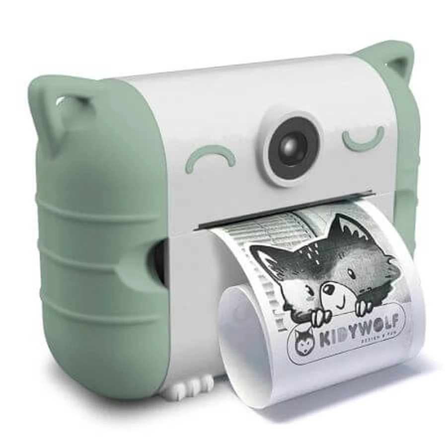 KidyPrint, verde, fotocamera digitale Kidywolf con funzione di stampa termica per bambini