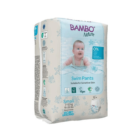 Pañales para el baño Ecolabel, Talla S, 7-12 kg, 12 piezas, Bambo Nature