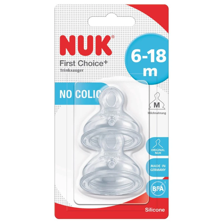Tetinǎ din silicon cu flux mediu M2, 6-18 luni, 2 buc, Nuk 