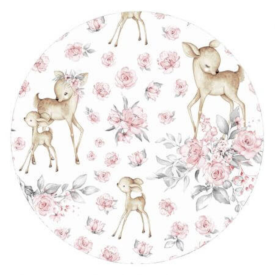 Cearceaf din bumbac cu elastic pentru patut, 120x60 cm, Sweet Deer Pink, MimiNu