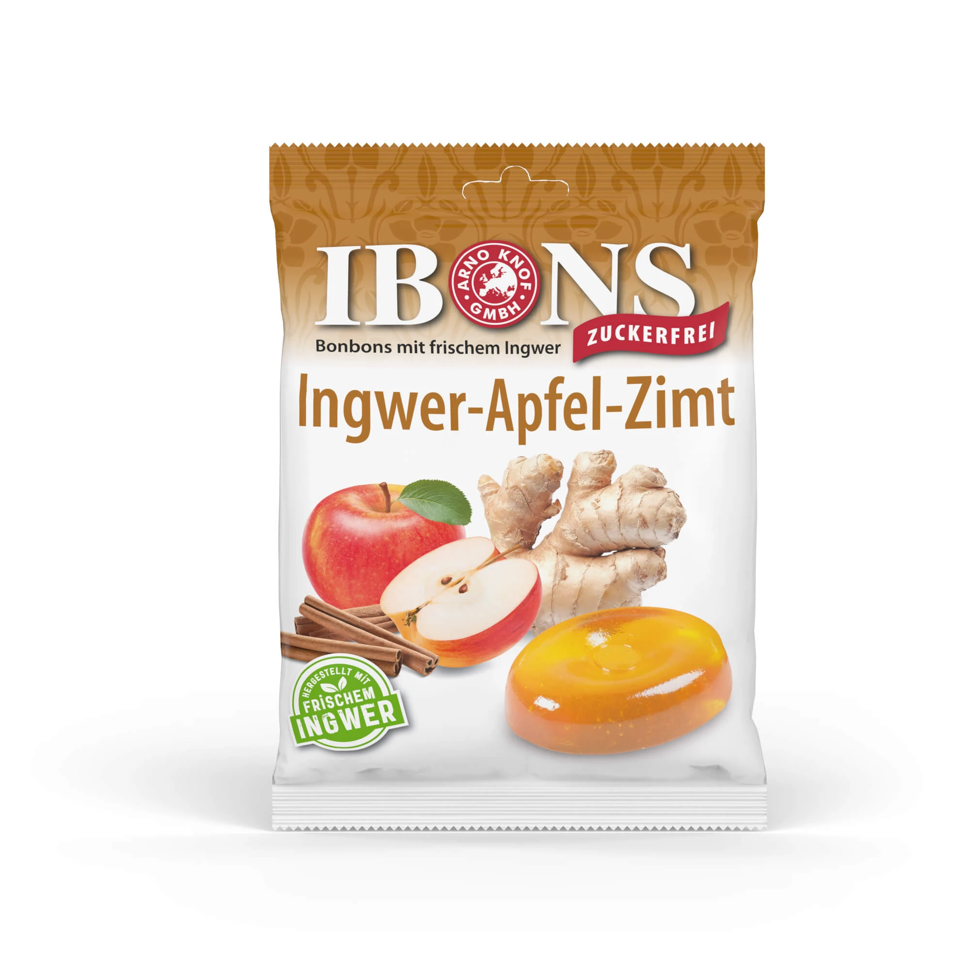 Gember, appel en kaneel druppels zonder suiker, 75 g, Ibons