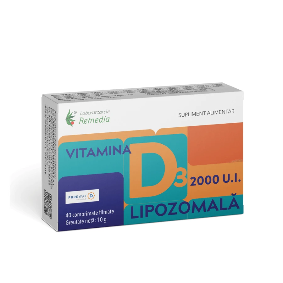 Vitamine D3 2000UI Liposomaal, 40 filmomhulde tabletten, Remedia Laboratories