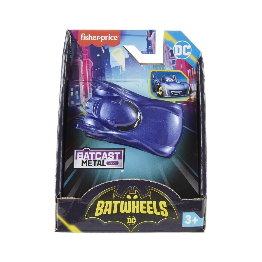 Masinuta metalica Batmobile Batwheels, scara 1:55, +3 ani, Fisher Price