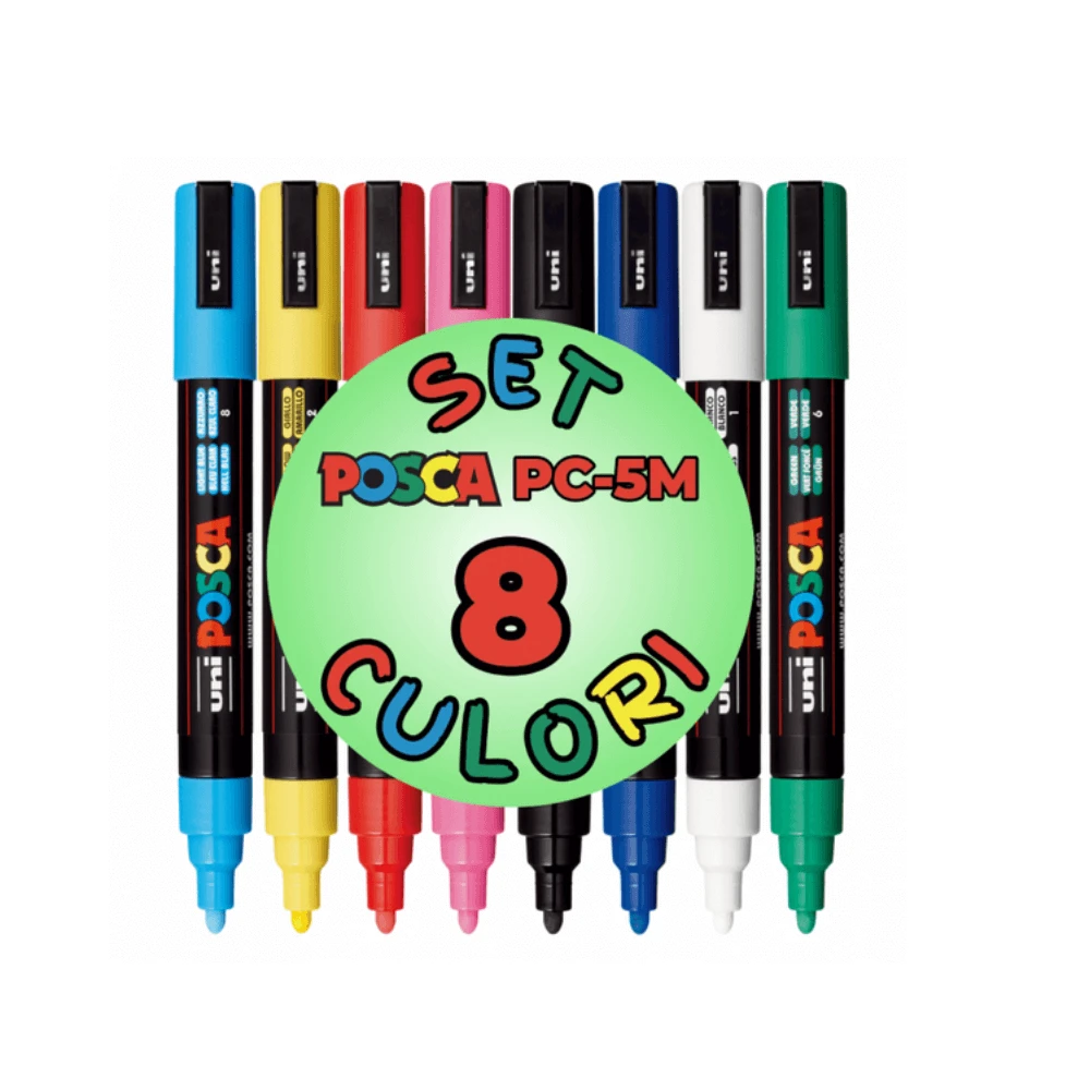 Acrylmarkerset PC 5M, 8 stuks, Posca
