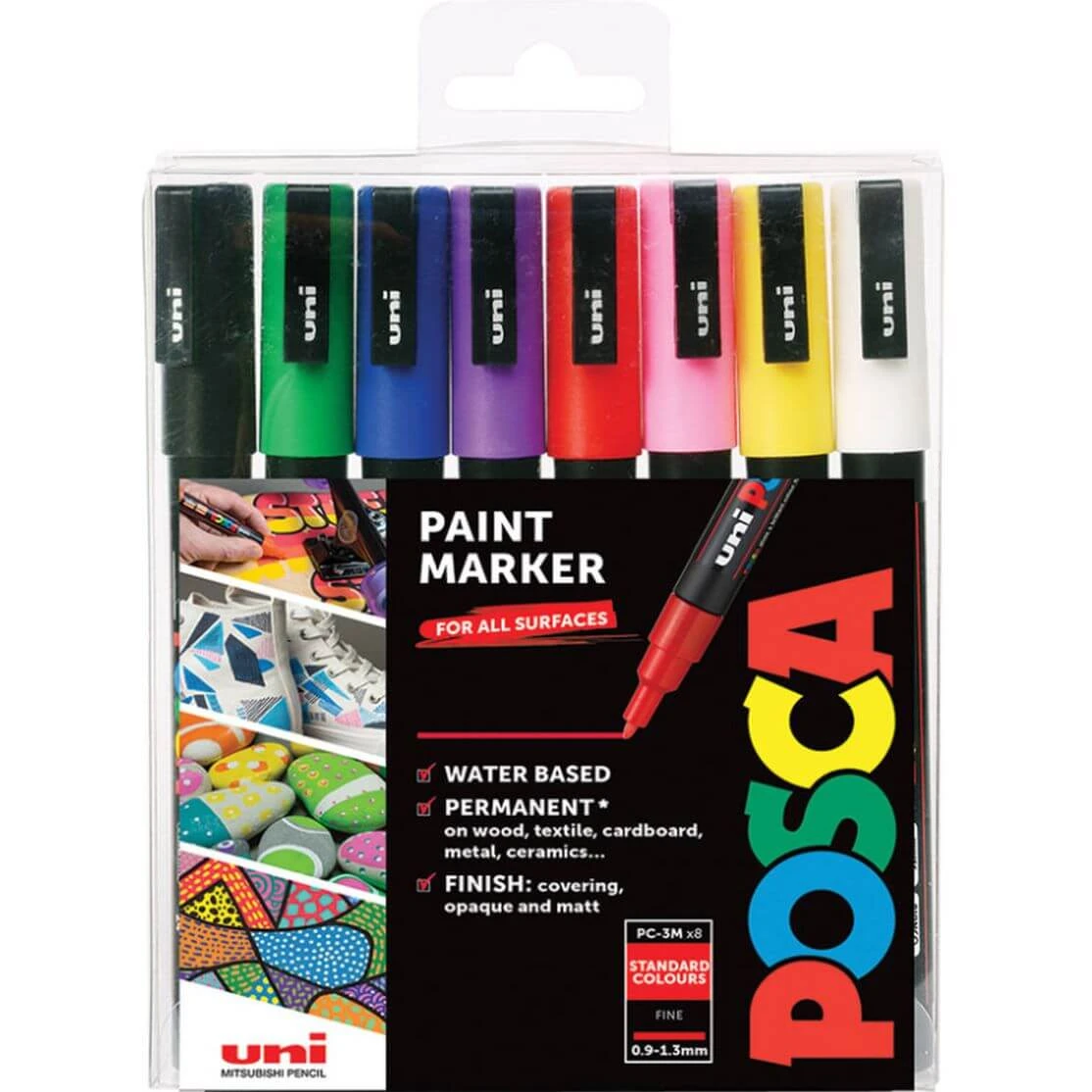 Acryl Marker Set PC-3M Fijn, 8 stuks, Posca