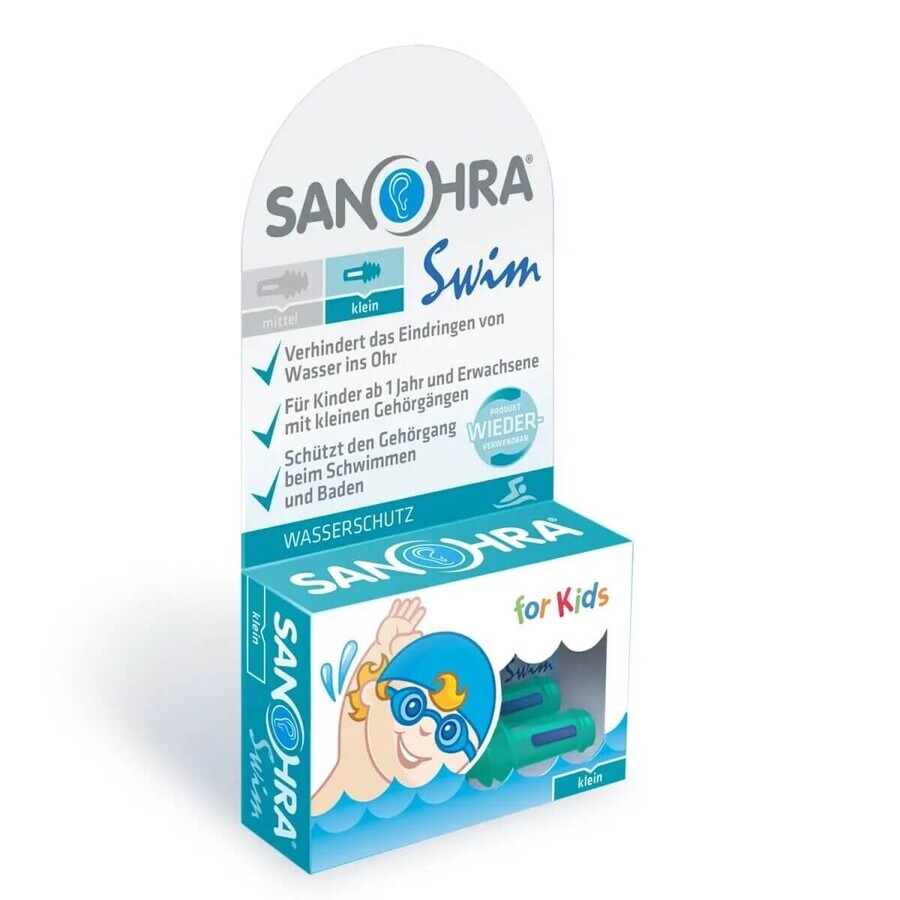 Ear plugs for swimming, for children, +1 year, Blue, Sanohra