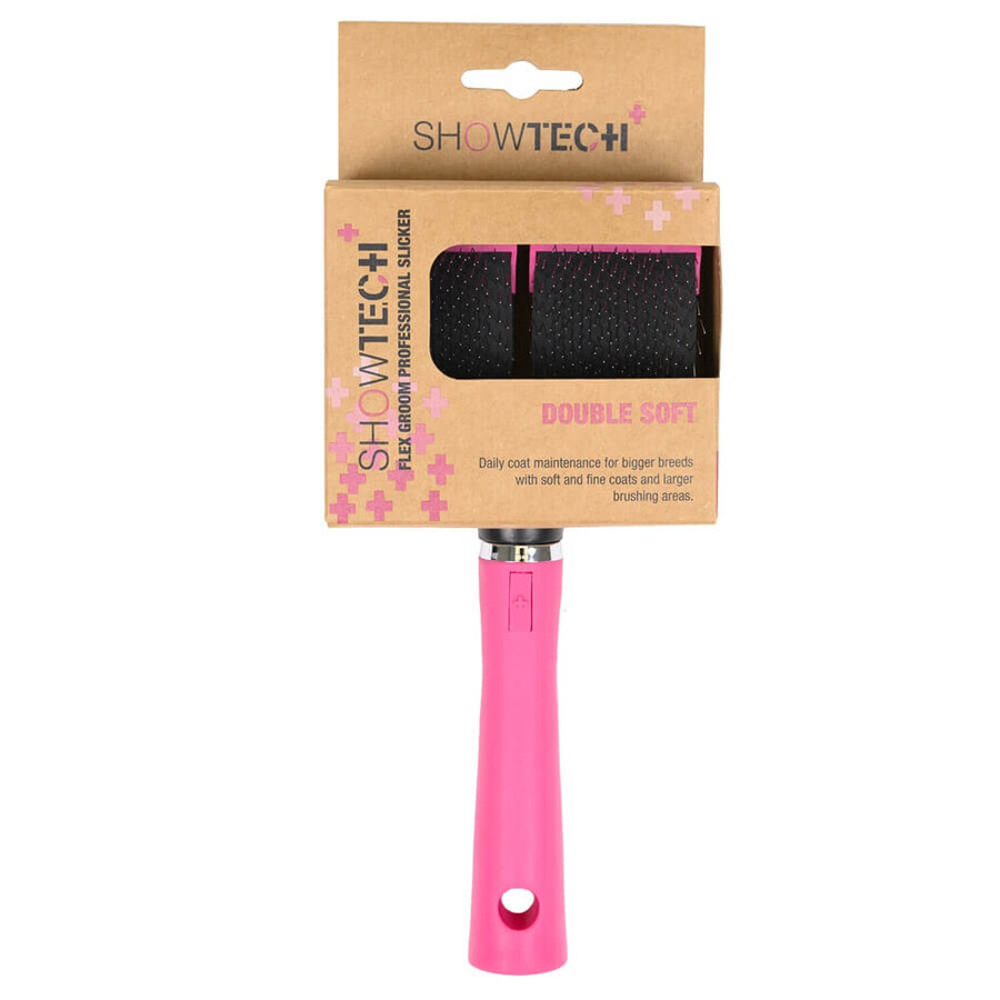 Perie pentru caini Soft Slicker Flex Groom Double, 1 bucata, Show Tech+