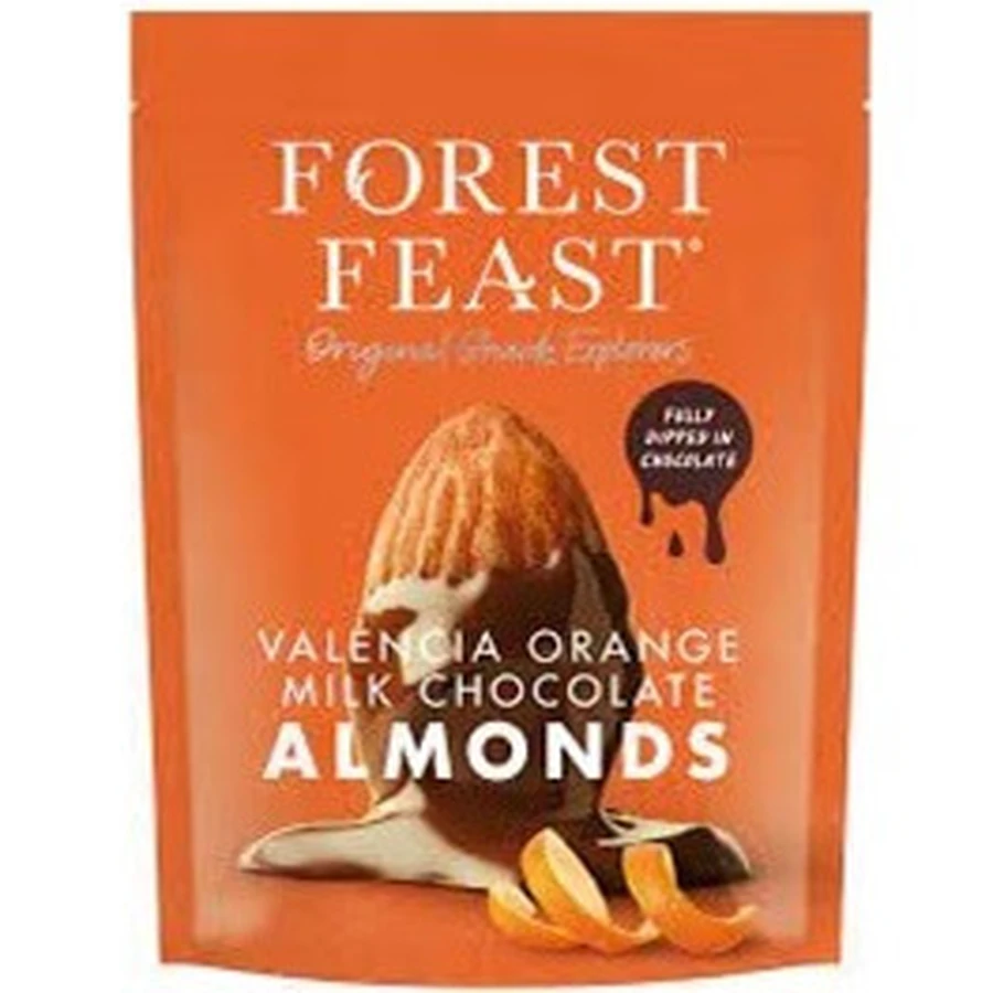 Amandelen in melkchocolade met sinaasappelsmaak, 120 g, Forest Feast