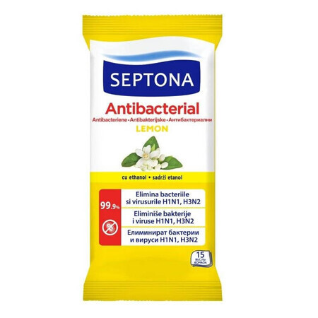 Servetele umede antibacteriene cu lamaie 15 bucati, 15 bucati, Septona