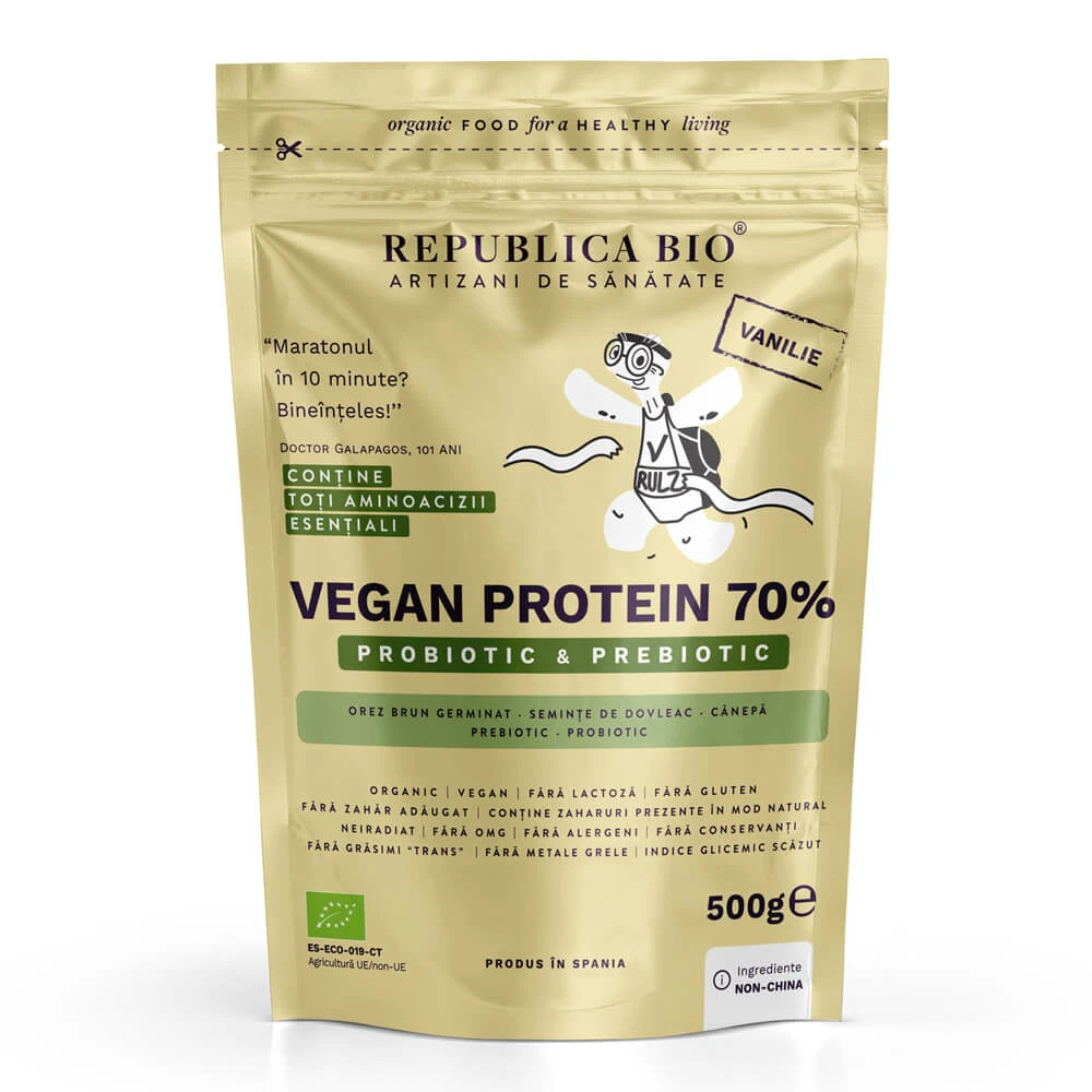 Biologisch veganistisch proteïnepoeder 70% met vanillesmaak, 500 g, Republia Bio