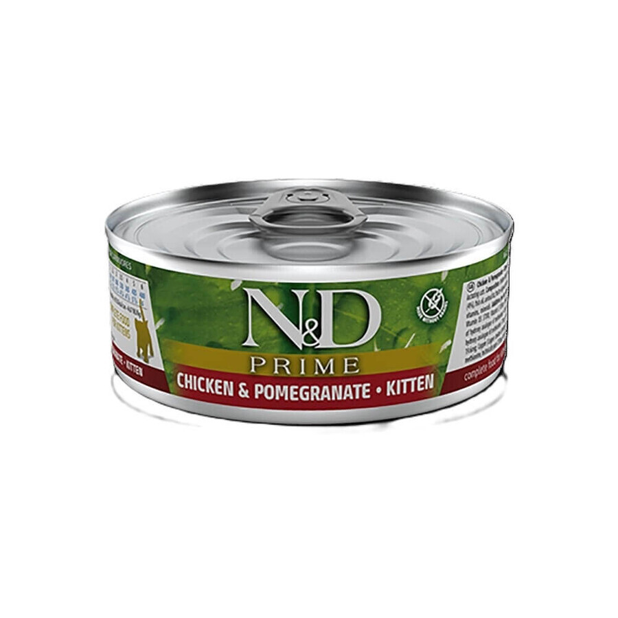 Natvoer met kip en granaatappel voor kittens en drachtige katten N&D Prime Kitten, 70 g, Farmina