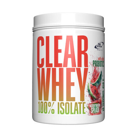 Bebida instantánea de aislado de proteína de suero con probióticos añadidos Clear Whey, 450 g, Sandía, Pro Nutrition, Pro Nutrition