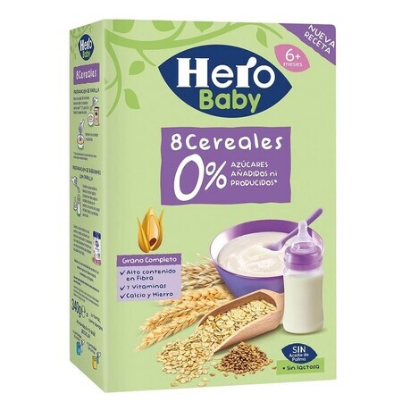 8 Müsli ohne Milch, +6 Monate, 340 gr, Hero Baby