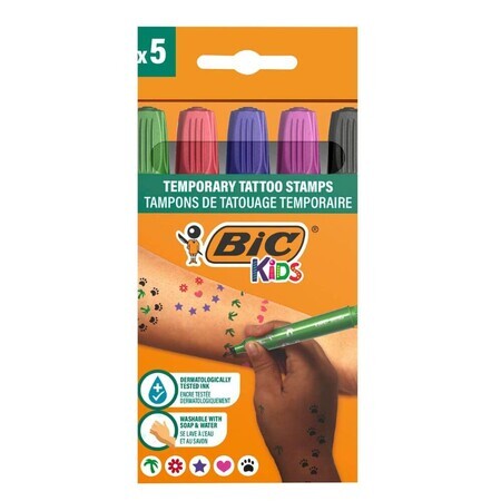 Tatuaggi temporanei per bambini, 5 timbri, BIC