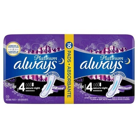 Always Night Platinum Duo Absorber, Größe 4, 10 Stück, P&G