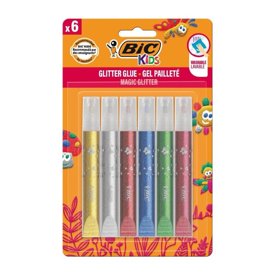 Kids glitter sticker, 3 years+, 6 pcs, BIC