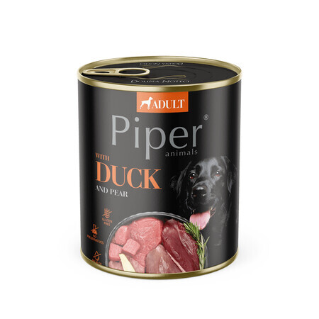 Natvoer voor volwassen honden met eendenvlees en peren, 800 g, Piper