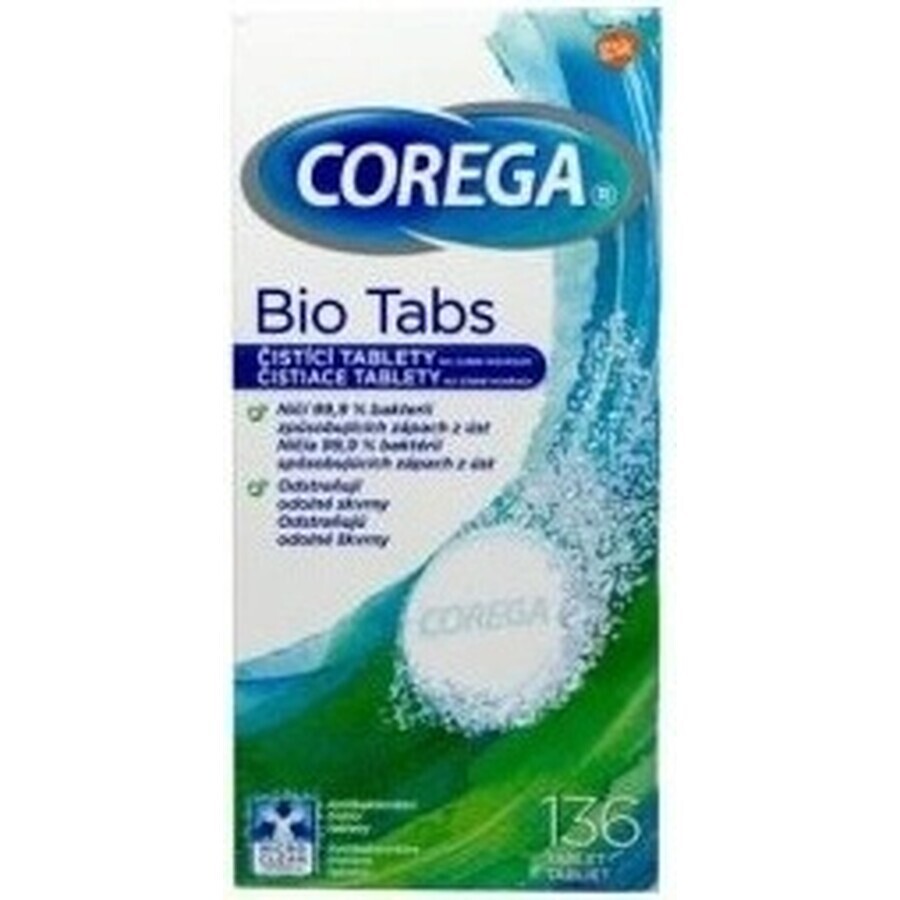 COREGA BIO Tabs 1x136 stuks, tabletten voor gebitsreiniging