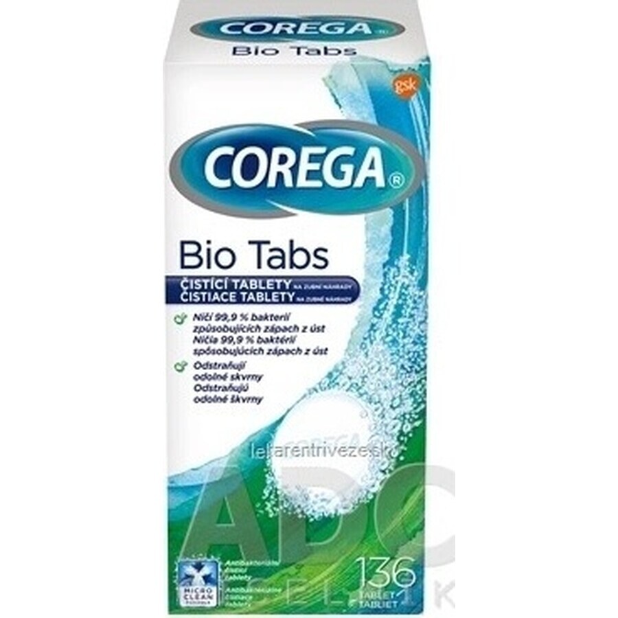 COREGA BIO Tabs 1x136 stuks, tabletten voor gebitsreiniging