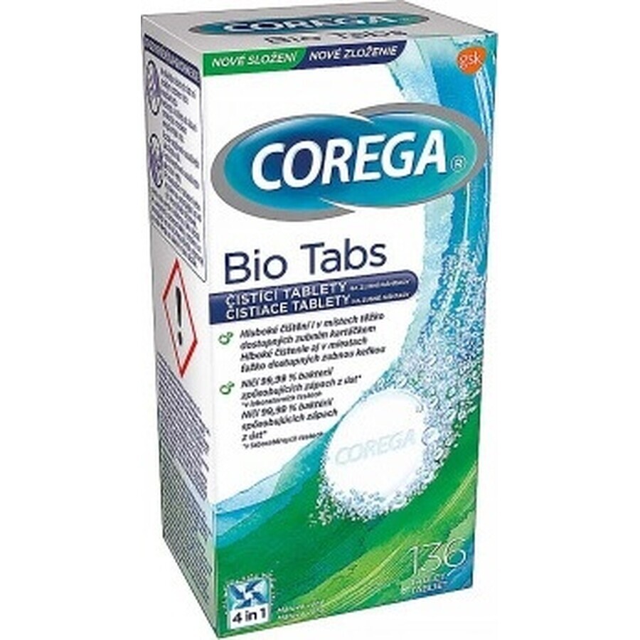 COREGA BIO Tabs 1x136 stuks, tabletten voor gebitsreiniging