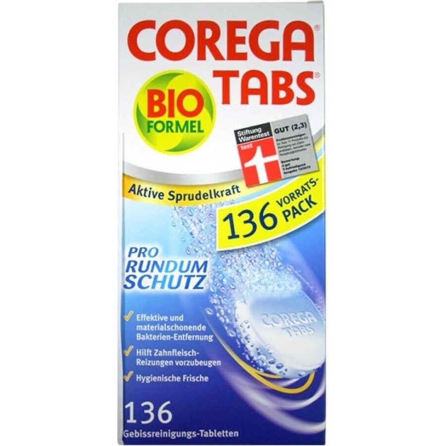 COREGA BIO Tabs 1x136 stuks, tabletten voor gebitsreiniging