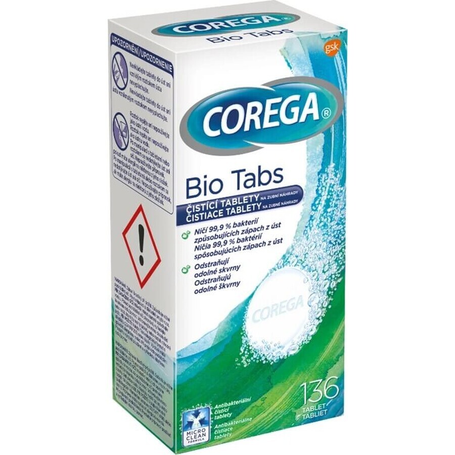 COREGA BIO Tabs 1x136 stuks, tabletten voor gebitsreiniging