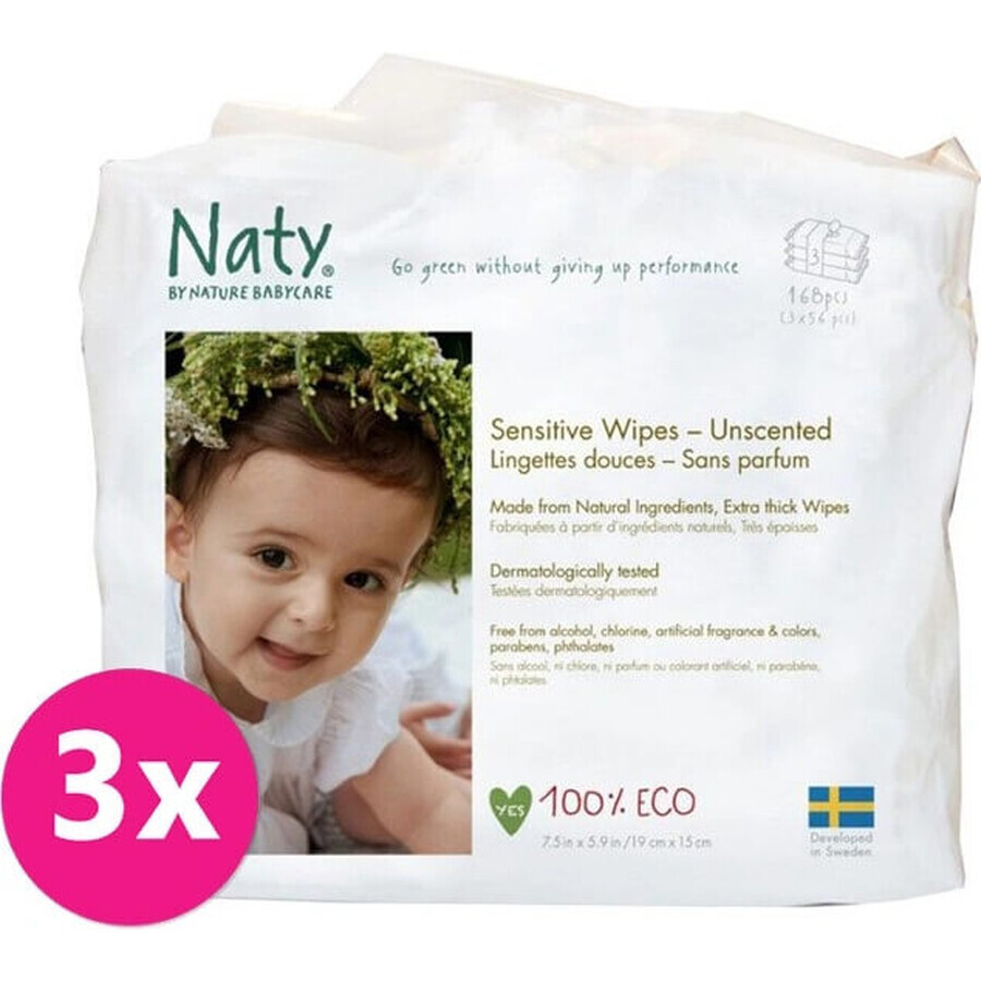 Eco by Naty Fragrance-free wet wipes for sensitive skin 1×168 pcs, wet wipes