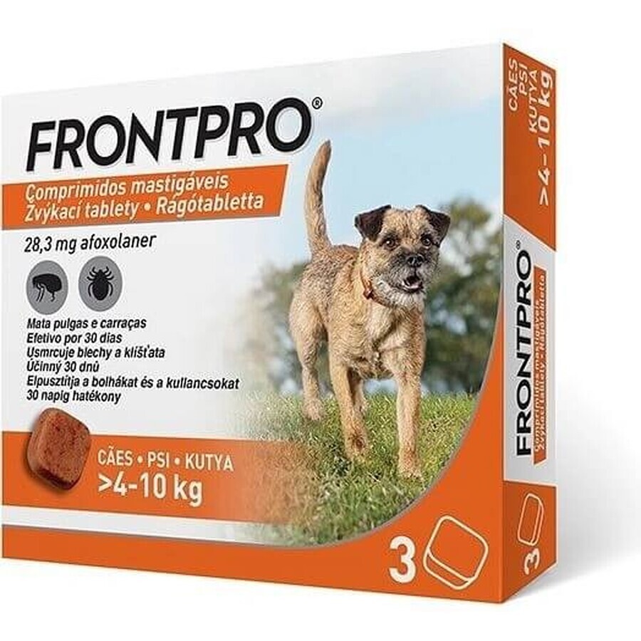 FRONTPRO® antiparasitaire kauwtabletten voor honden (4-10 kg) 1×3 tbl, antiparasitaire tabletten