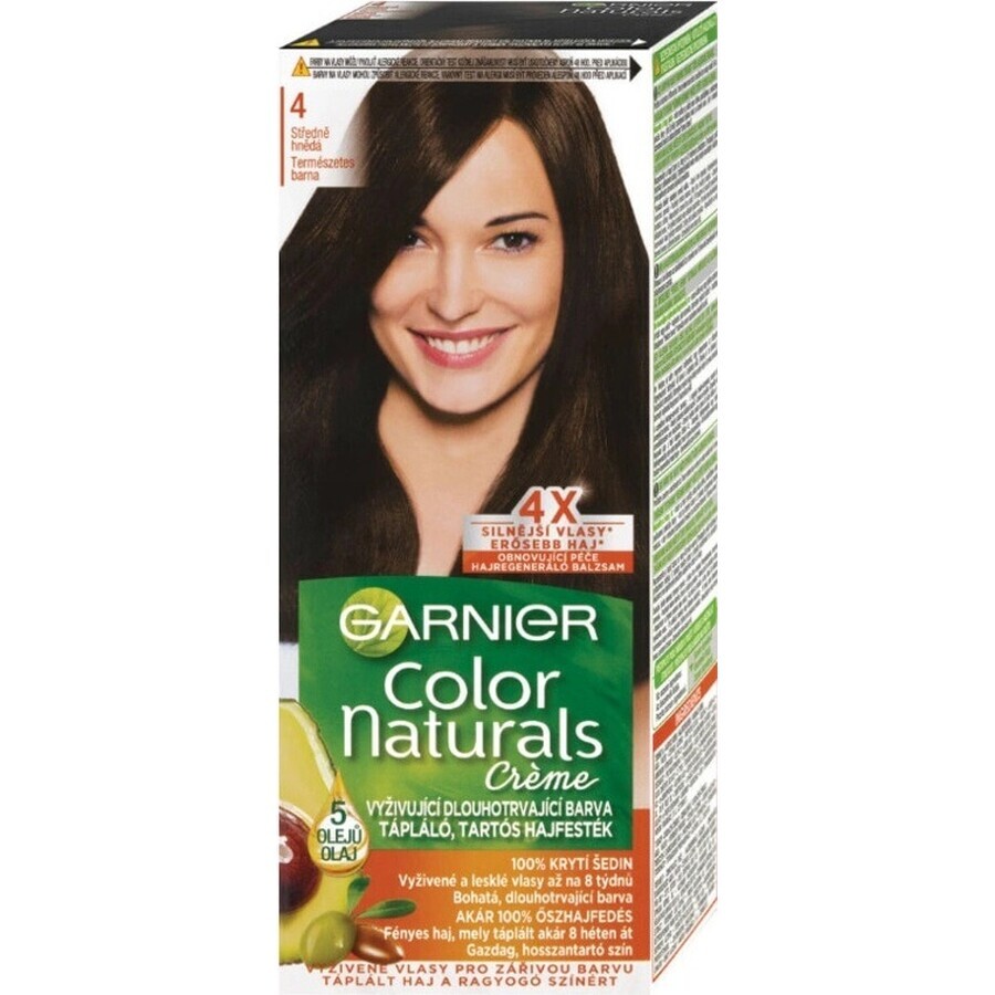 Garnier Color Naturals permanente Haarfarbe 4 Medium Brown 1×1 Stück, Haarfarbe