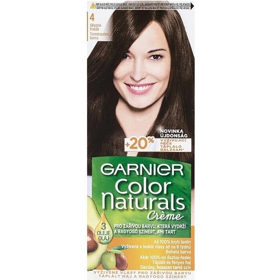 Garnier Color Naturals permanente Haarfarbe 4 Medium Brown 1×1 Stück, Haarfarbe