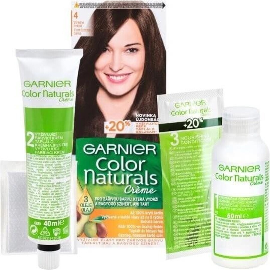 Garnier Color Naturals permanente Haarfarbe 4 Medium Brown 1×1 Stück, Haarfarbe