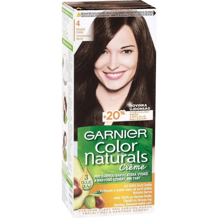 Garnier Color Naturals permanente Haarfarbe 4 Medium Brown 1×1 Stück, Haarfarbe