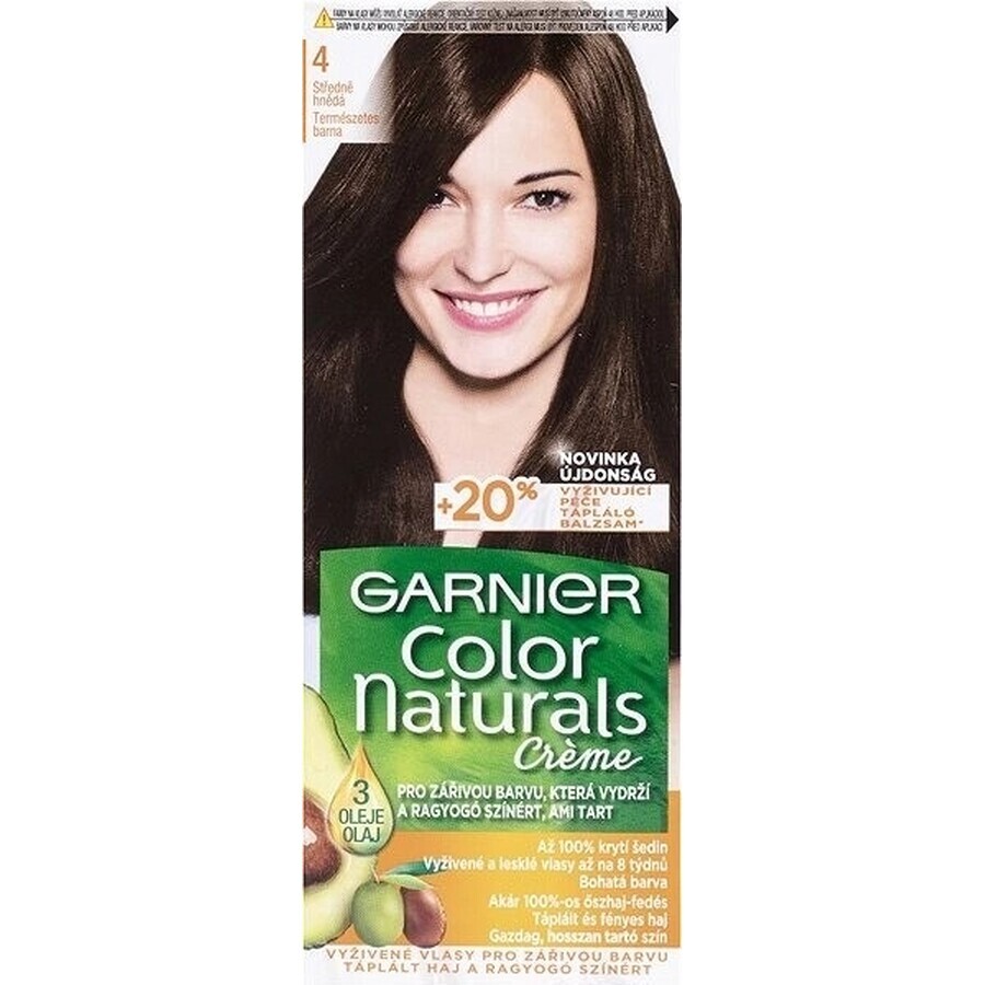 Garnier Color Naturals permanente Haarfarbe 4 Medium Brown 1×1 Stück, Haarfarbe