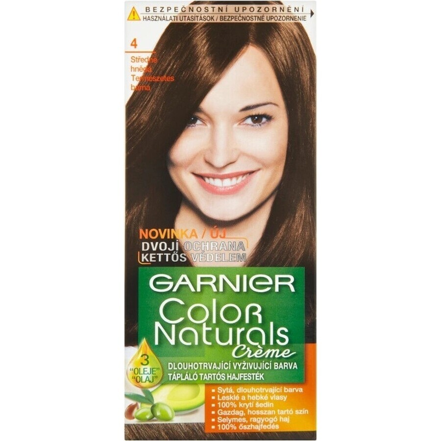 Garnier Color Naturals permanente Haarfarbe 4 Medium Brown 1×1 Stück, Haarfarbe