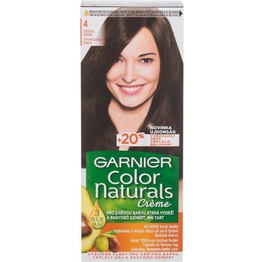 Garnier Color Naturals permanente Haarfarbe 4 Medium Brown 1×1 Stück, Haarfarbe