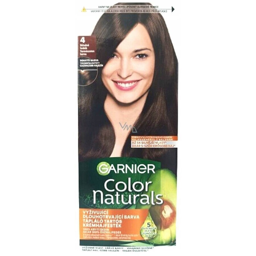 Garnier Color Naturals permanente Haarfarbe 4 Medium Brown 1×1 Stück, Haarfarbe