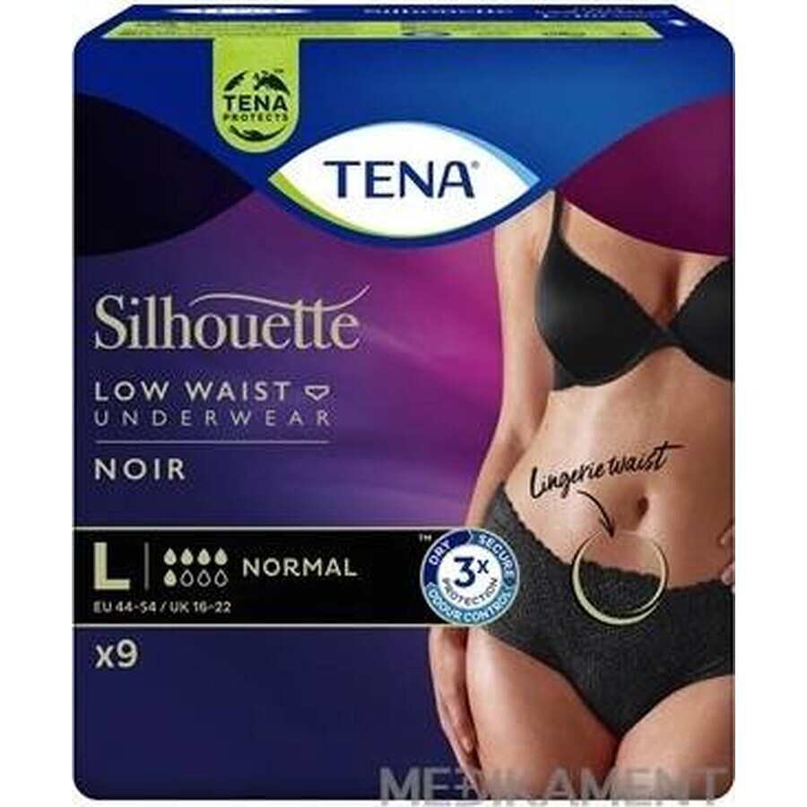 TENA SILHOUETTE NORMAL NOIR L 9KS 1×9 buc, lenjerie pentru incontinență