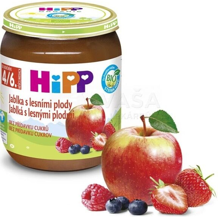 HiPP Suplemento de fruta Manzanas con bayas 1×125 g, suplemento de fruta para niños