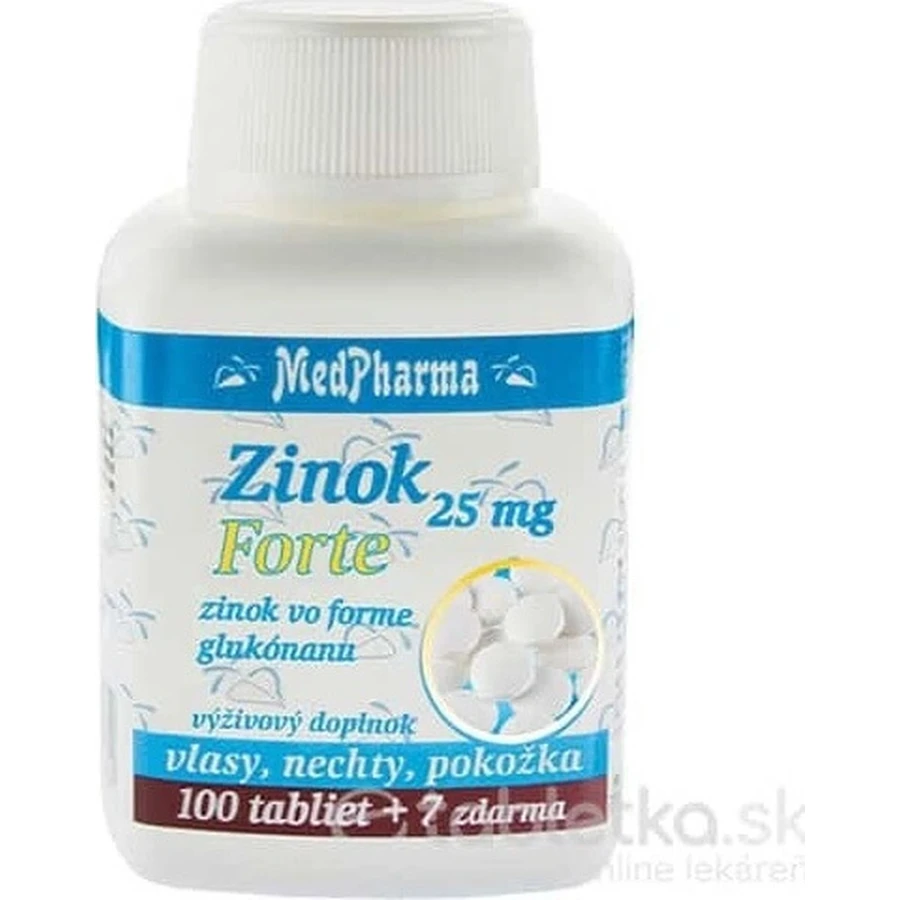 MedPharma ZINOC 25 mg Forte 1×107 tbl, (zinc gluconate)