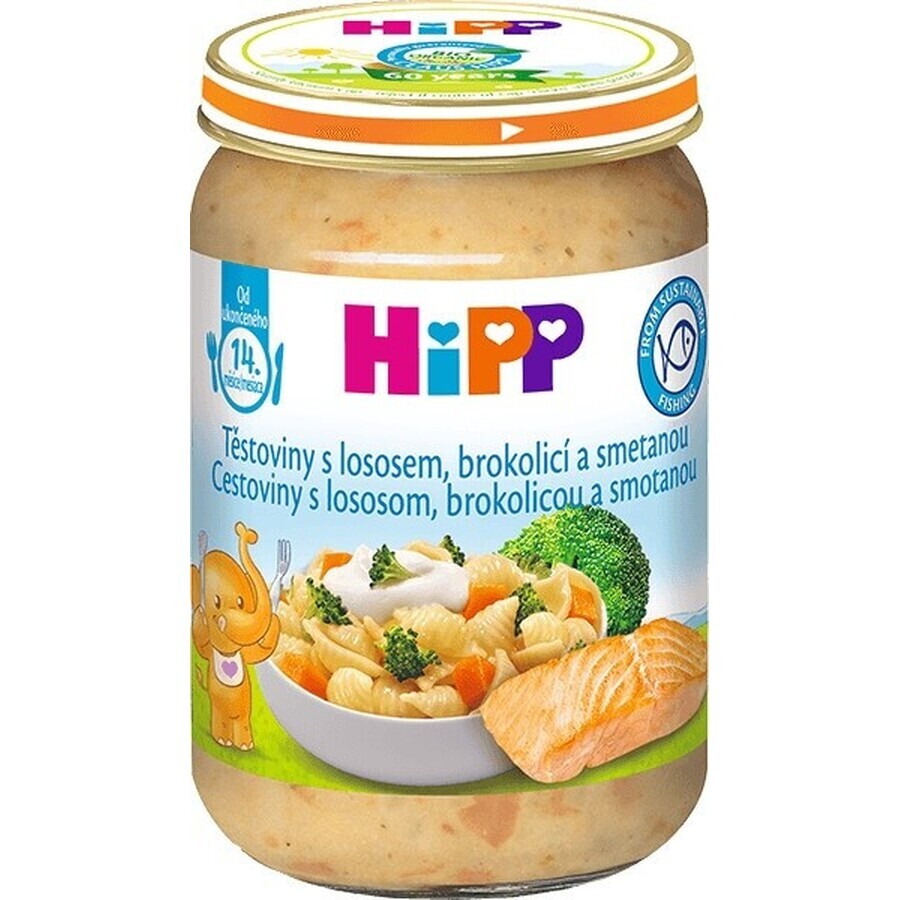 Pâtes HiPP au saumon, brocoli et crème fraîche du Royaume-Uni. 14 mois 1×250 g, apéritif à la viande pour bébé