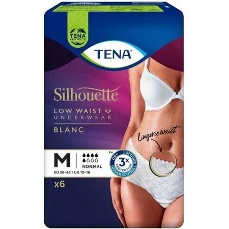 TENA Silhouette Normal Low Waist Blanc M 1×6 buc, lenjerie de incontinență pentru femei