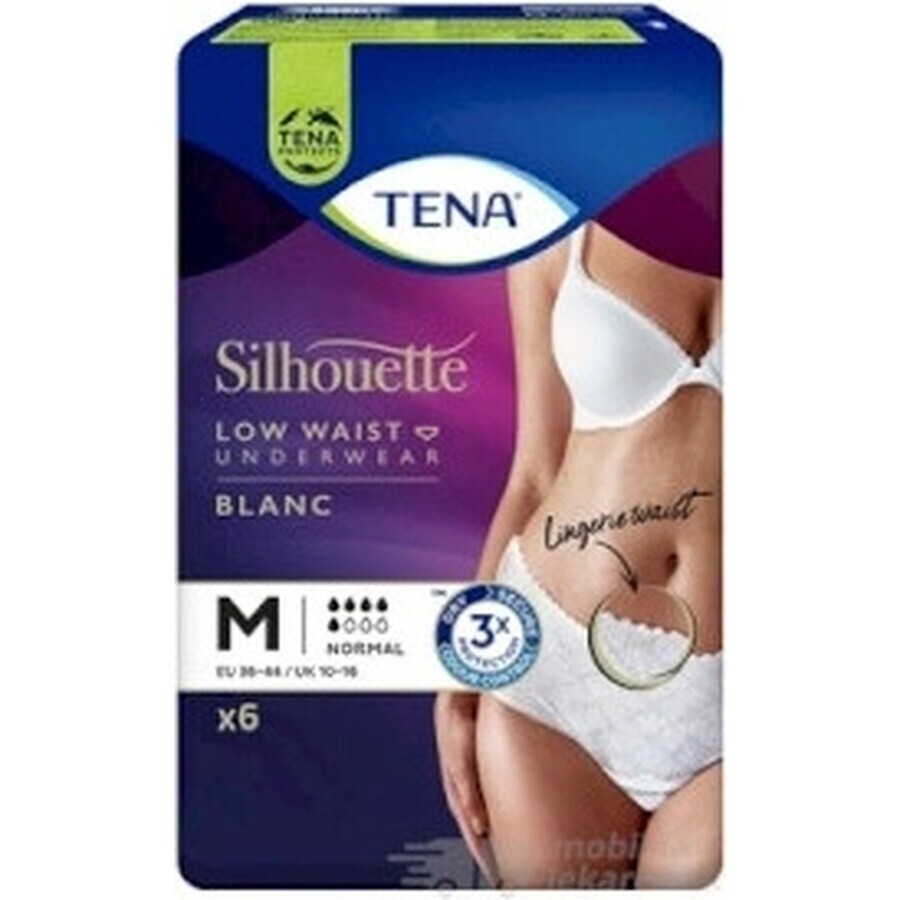 TENA Silhouette Normal Low Waist Blanc M 1×6 buc, lenjerie de incontinență pentru femei