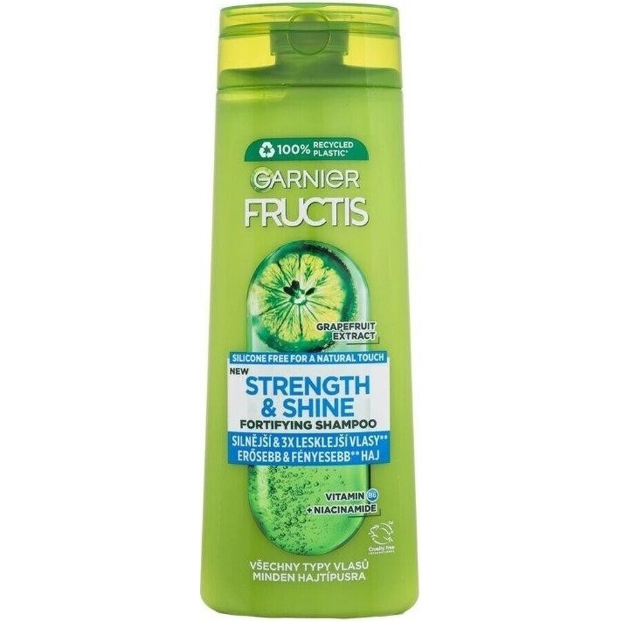 Garnier Fructis Forza e lucentezza Shampoo rinforzante per tutti i tipi di capelli senza lucentezza e resistenza, 400 ml 1×400 ml, shampoo