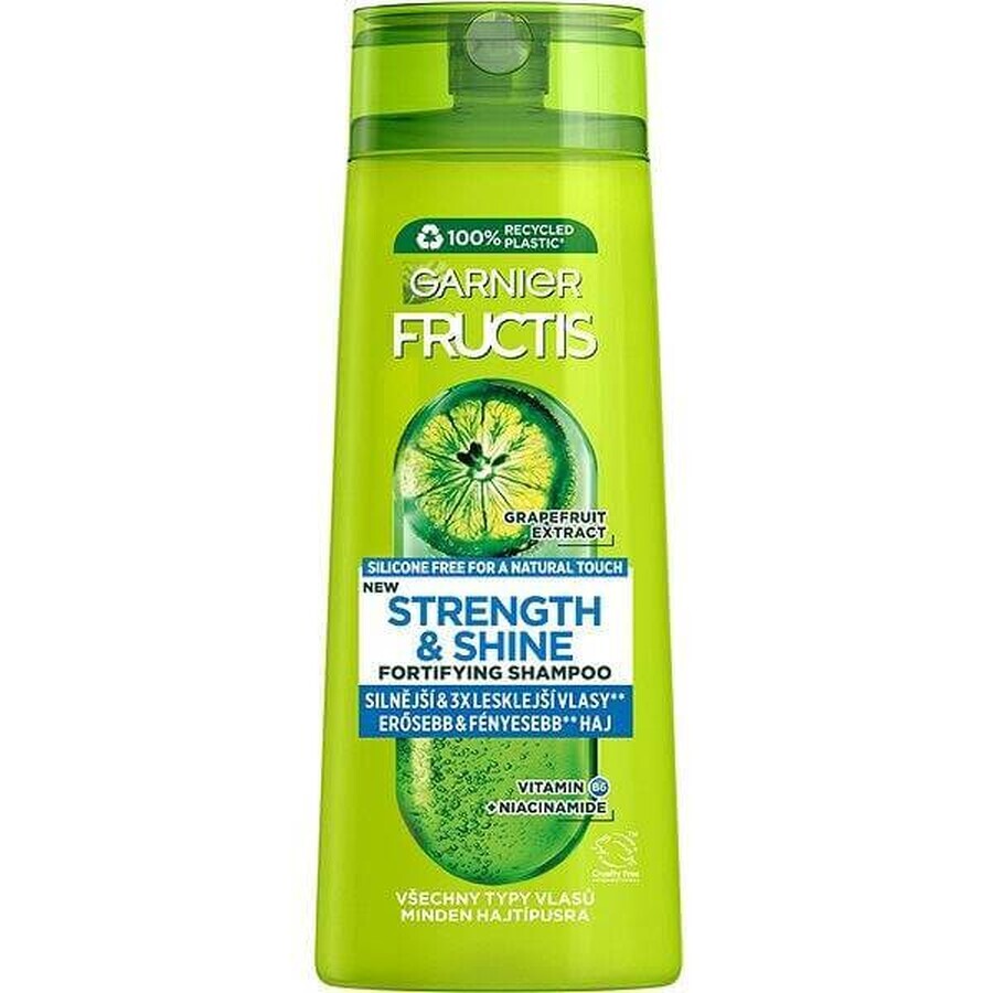 Garnier Fructis Forza e lucentezza Shampoo rinforzante per tutti i tipi di capelli senza lucentezza e resistenza, 400 ml 1×400 ml, shampoo