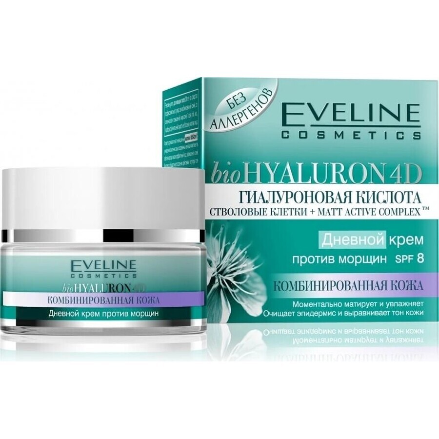 Eveline Hyaluron Clinic Day and Night Cream 30+ 1×50 ml, crème profondément hydratante pour les premières rides