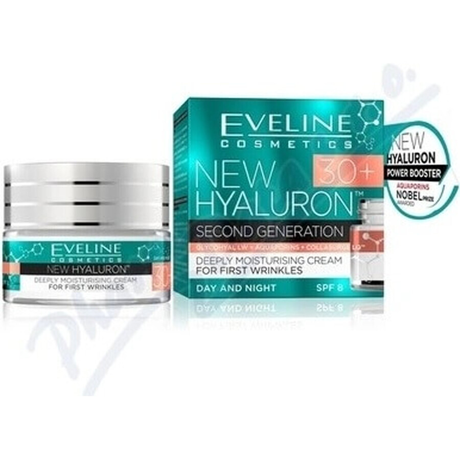 Eveline Hyaluron Clinic Day and Night Cream 30+ 1×50 ml, crème profondément hydratante pour les premières rides